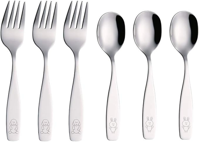 ANNOVA Kids Silverware 6 Pieces Children's Safe Flatware Set Stainless Steel - 3 x Forks, 3 x Chi... | Amazon (US)