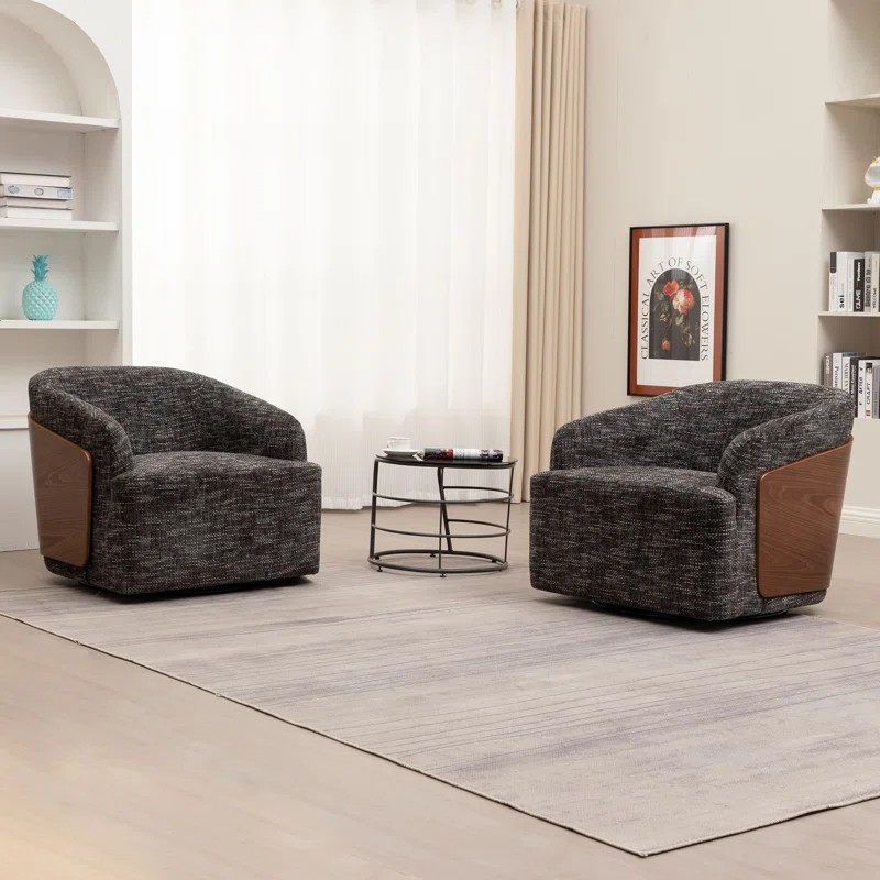 Andretta Linen Swivel Barrel Chair(Set of 2) | Wayfair North America