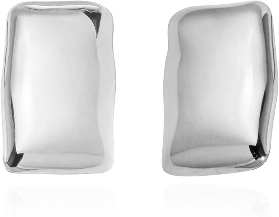Large Thick Rectangle Ear Stud Earrrings for Women,Oversized Chunky Geometric Minimalist Stainles... | Amazon (US)