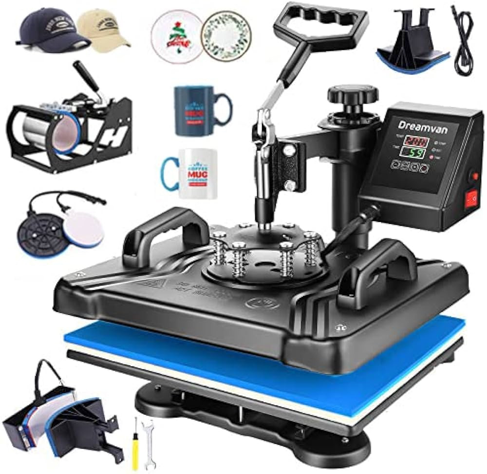 Heat Press Machine 5 in 1 Professional Heat Transfer Machine 12 x15"Swing Away Shirt Printing Sub... | Amazon (US)