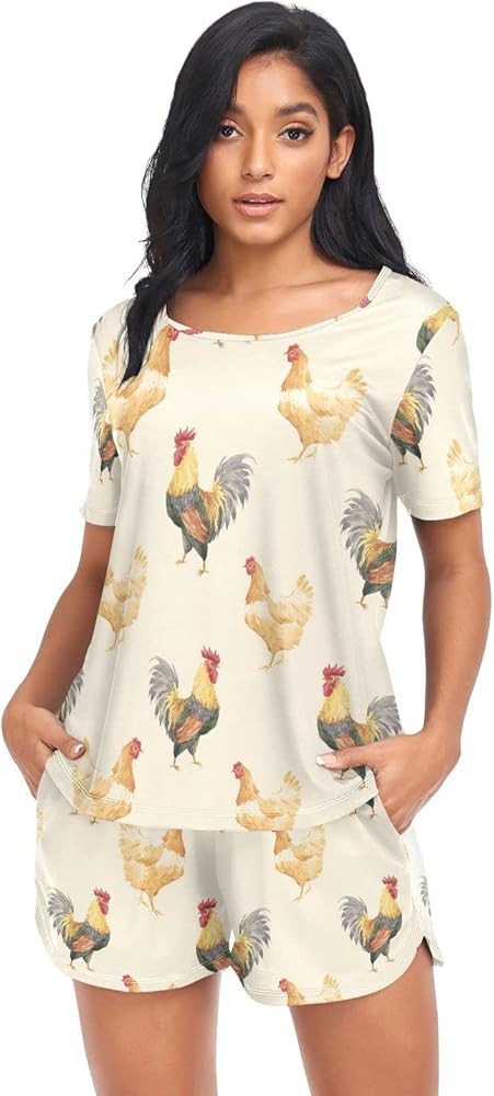 Ollabaky Pajama Set for Women Pjs Set Short Sleeve Sleepwear Women's Lounge Pajama Set | Amazon (US)