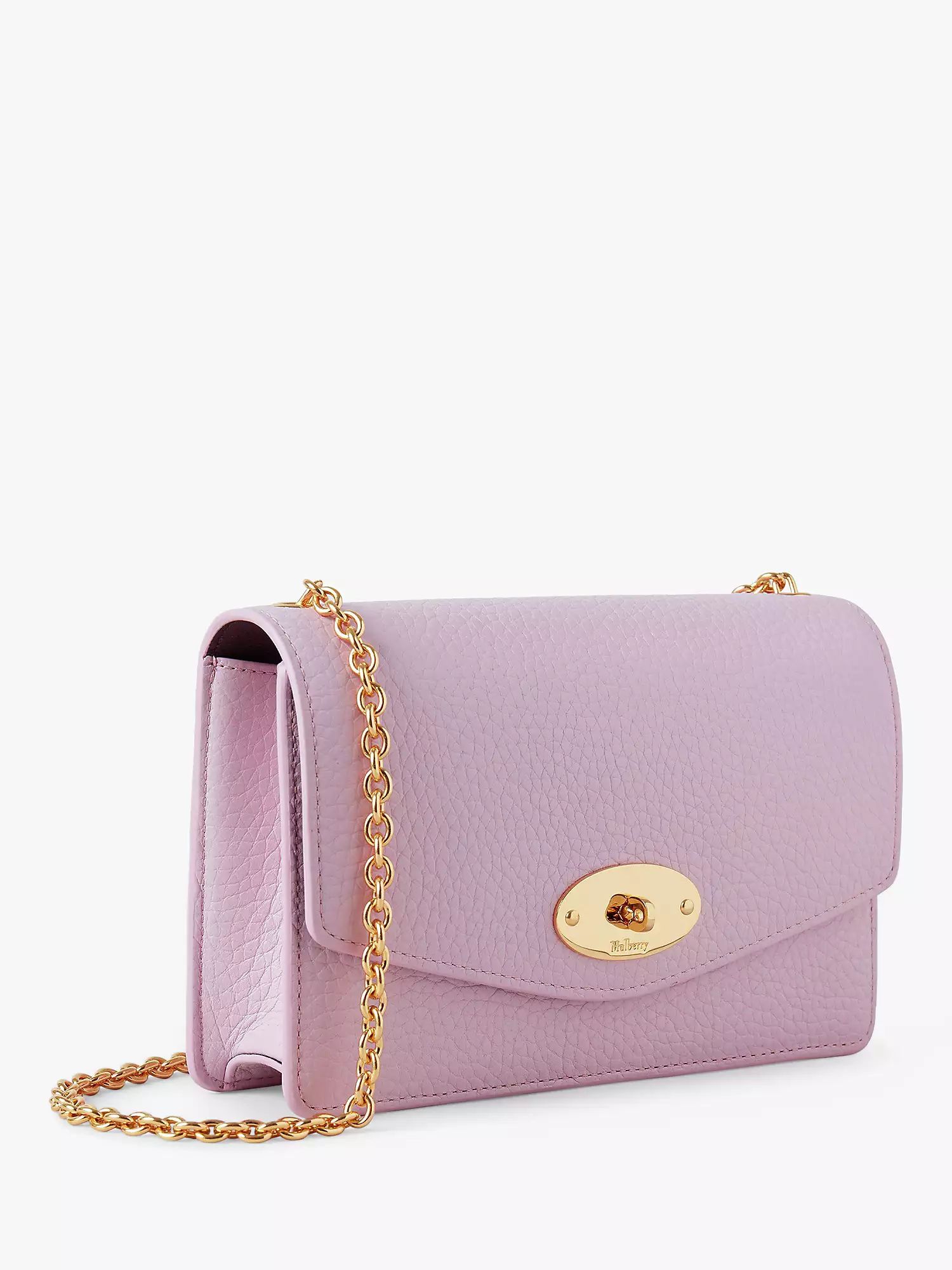 Mulberry Small Darley Heavy Grain Leather Cross Body Bag, Lilac Blossom | John Lewis (UK)