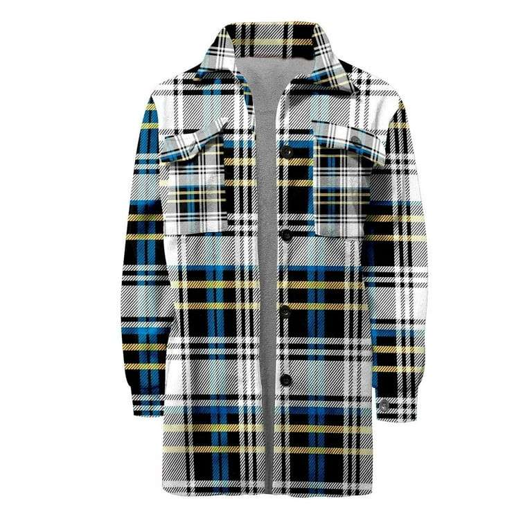 kakina CMSX time and tru Womens Coats, Shacket Jacket Women Plaid Color Block Jacket Buttons Down... | Walmart (US)
