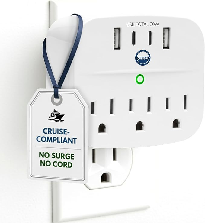 Cruise Approved Non Surge Power Strip [2 USBC, 2 USB, 3 AC] - Cruise Essentials for Carnival, Cel... | Amazon (US)