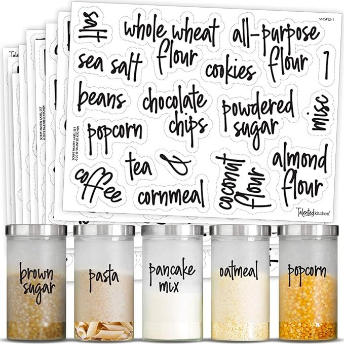 Talented Kitchen 157 Script Pantry Labels – 157 Kitchen Pantry Names – Food Label Sticker, Wa... | Amazon (US)