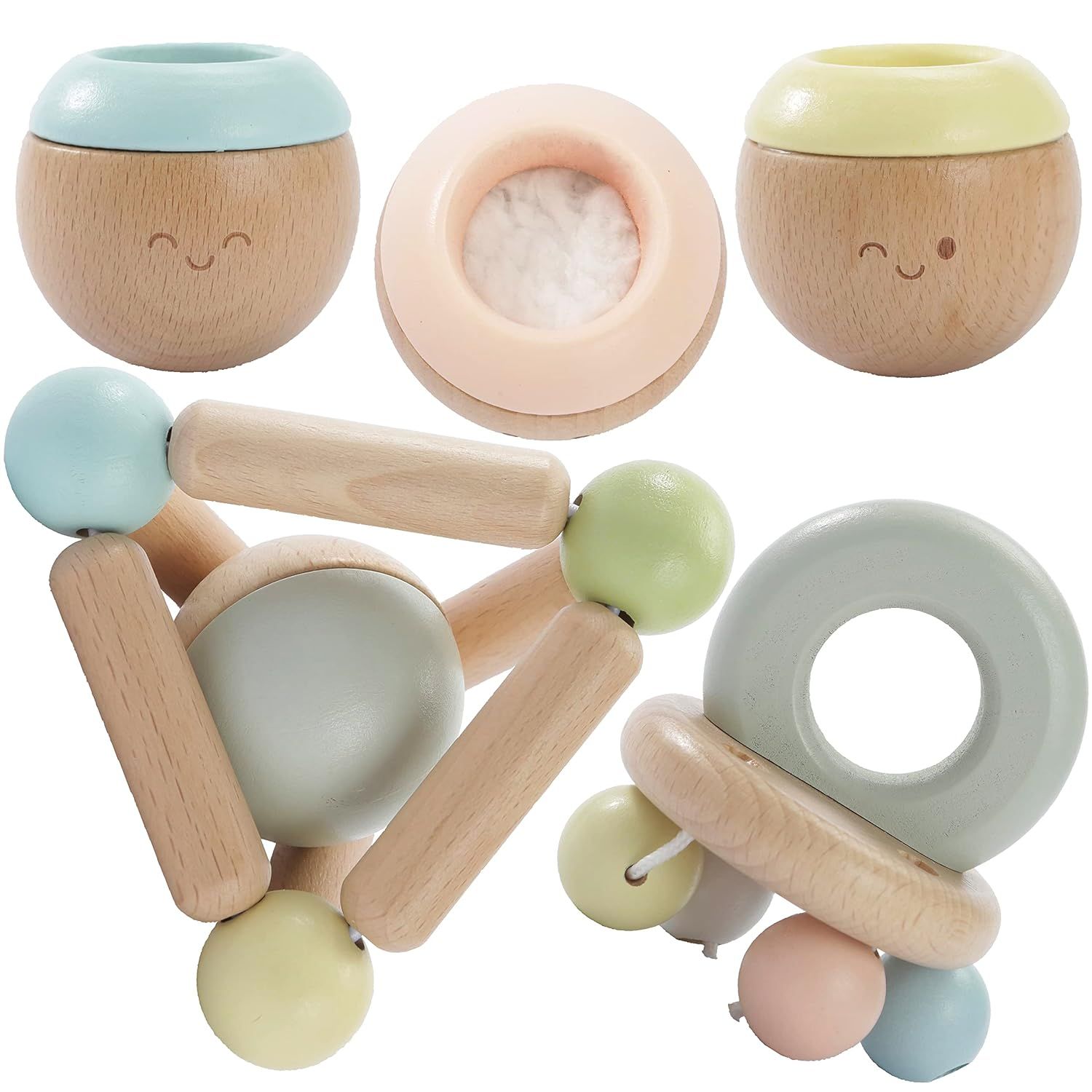 MONTESSORI MAMA Sensory Toys Baby Teething Toys & Baby Rattle | Sensory Bin for Baby Toys 6 Month... | Amazon (US)
