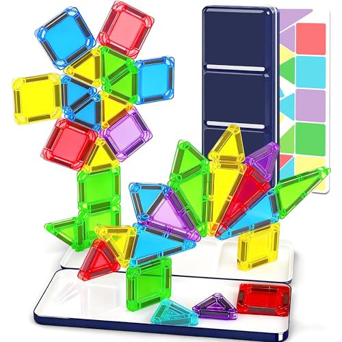 odjas Mini Magnetic Tiles Travel Set with Case 30pcs, Mini Travel Magnet Tiles, Portable Travel Size Magnetic Tiles for Kids Ages 3-5 4-8 Boys Girls, STEM Magnet Toys for Outdoor, Kids Gift | Amazon (US)