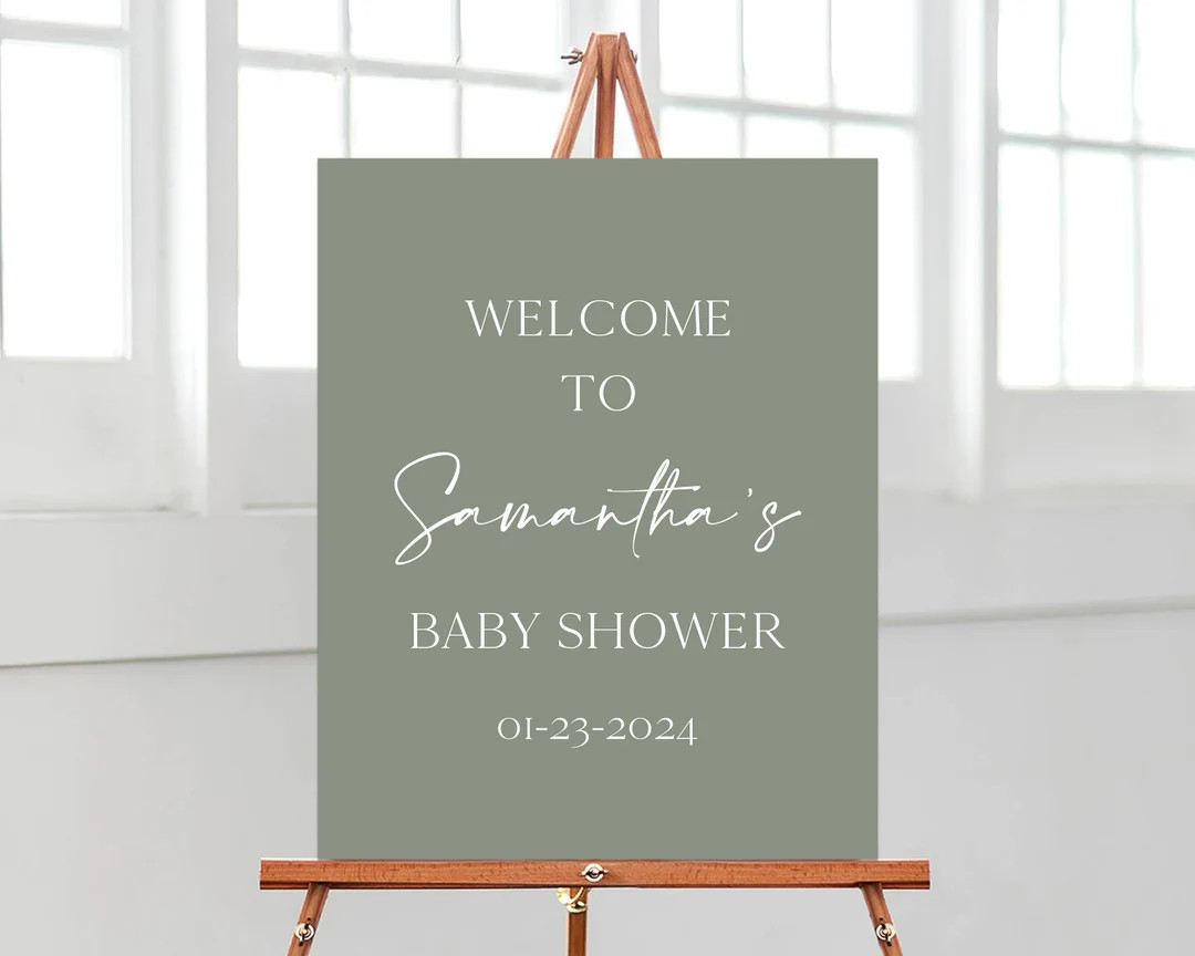 Editable Sage Green Minimalist Oh Baby Baby Shower Welcome Sign, Oh Baby Baby Shower Poster, Gend... | Etsy (US)