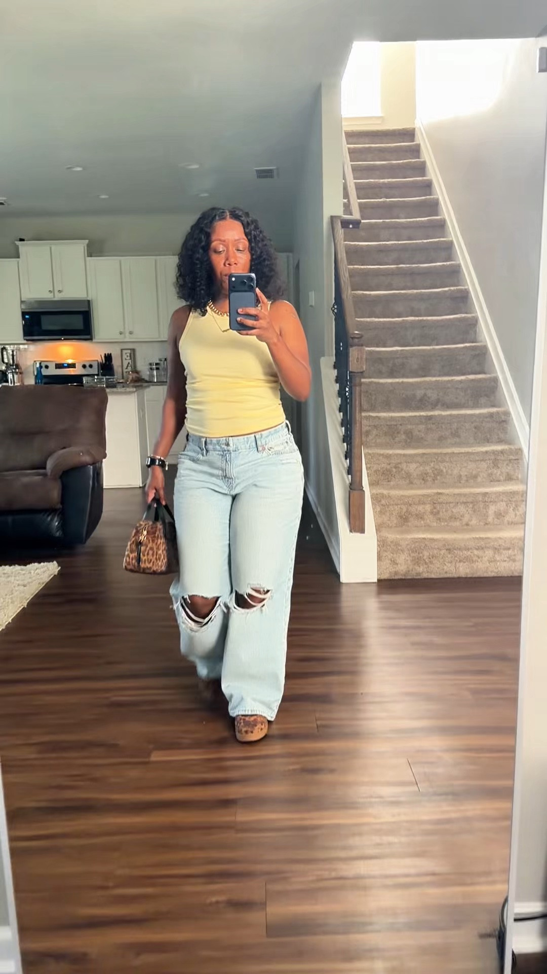 How to style light wash jeans for a casual day out.

I kept this outfit simple with a yellow tank, light wash American Eagle jeans, and a little leopard print to make the look more fun. Easy, comfortable, and perfect for a casual day at the mall.
Shop my outfit below👇🏾

#LTKOver40 #LTKPetite #LTKootd