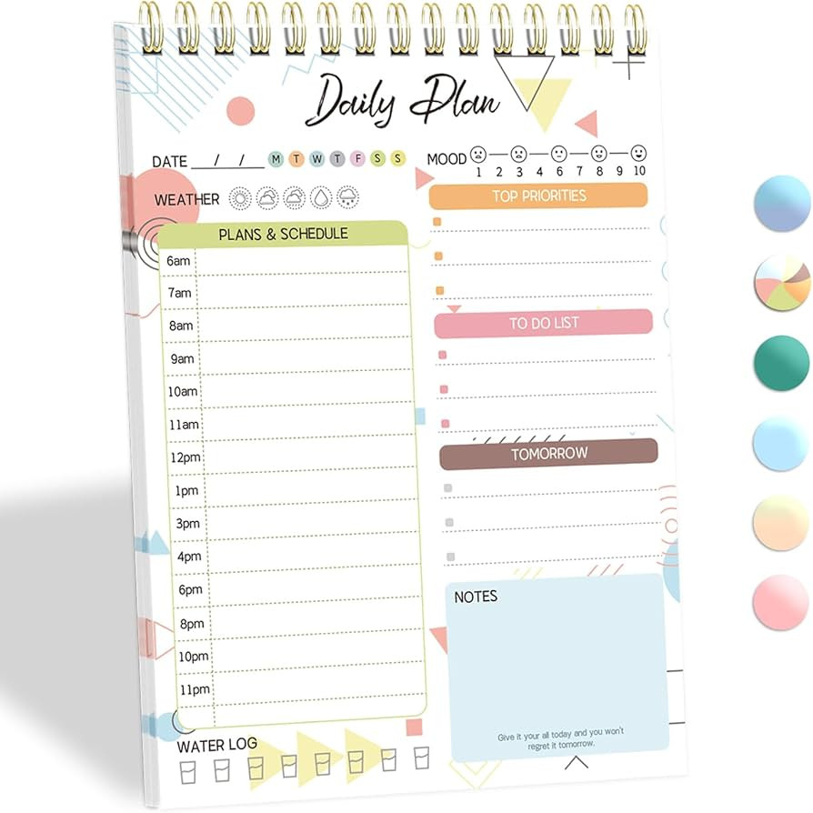 Tlenpo To Do List Notebook Pad, Daily Planner Notepad, 60 Sheets Double Sided Spiral Notebook, Pe... | Amazon (US)