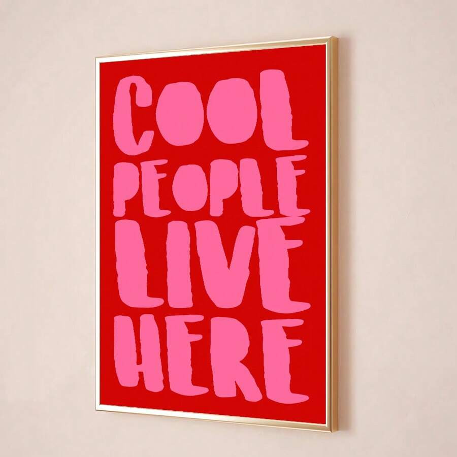 1pc Unframed Cool People Live Here Art Poster 70s Mid Century Typography Canvas Print Vintage Pai... | SHEIN