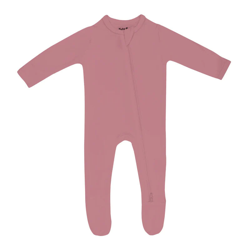 ZIPPERED FOOTIE - DUSTY ROSE NB | Simply Carolina