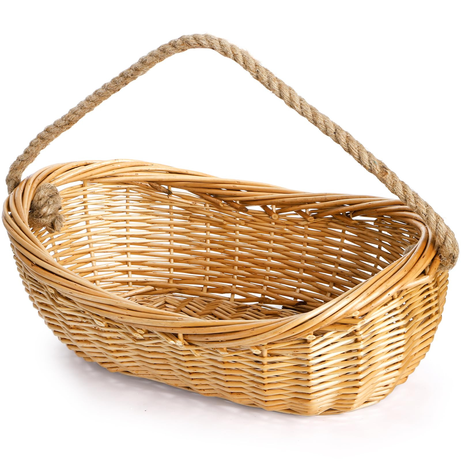 ZEAYEA Wicker Woven Basket with Jute Rope Handle, Large Garden Harvest Basket for Gathering Veget... | Amazon (US)