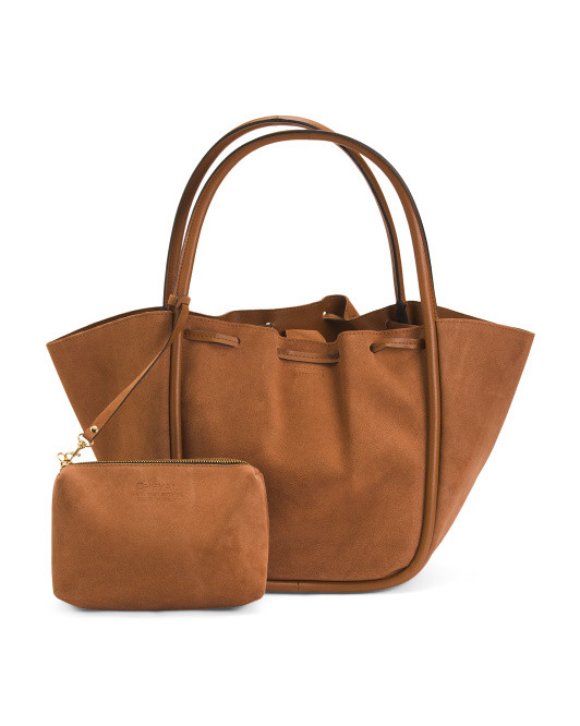 Made In Italy Suede Tote With Tube Handles | TJ Maxx