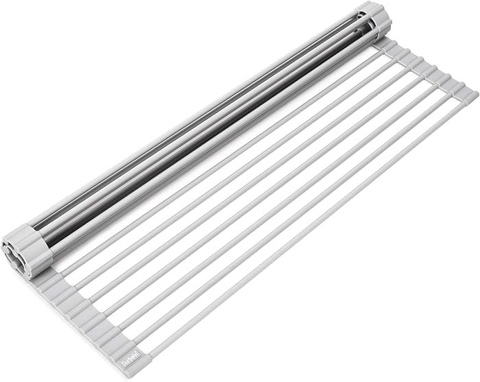 Surpahs 20.5 x 13.1 Inch Roll-Up Dish Drying Rack, Fits Across Sink Openings up to 19.5 Inches, H... | Amazon (US)