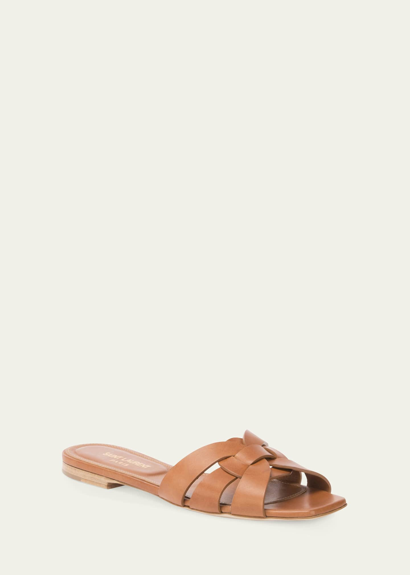 Saint Laurent Woven Leather Sandal Slide | Bergdorf Goodman