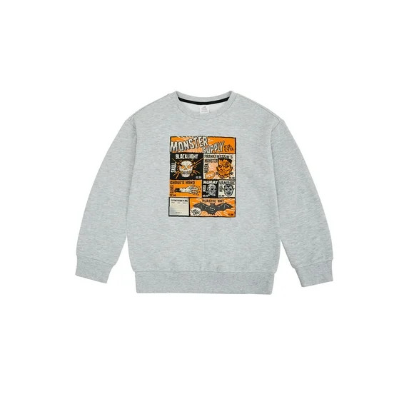 Way To Celebrate Boys Halloween Crewneck Sweatshirt, Sizes 4-18 & Husky | Walmart (US)