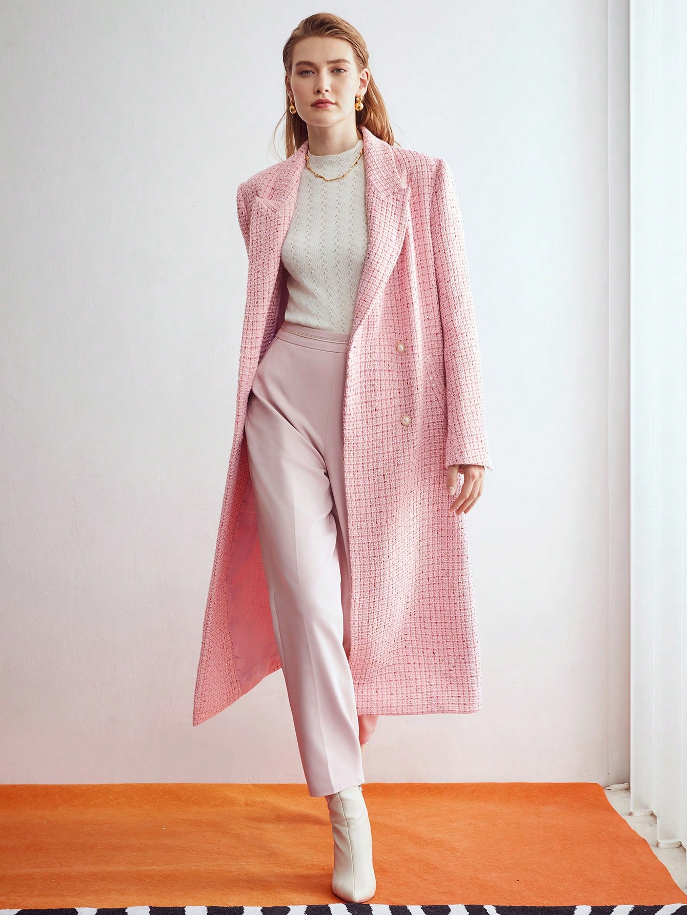 MOTF PREMIUM LONG TWEED BELTED COAT | SHEIN