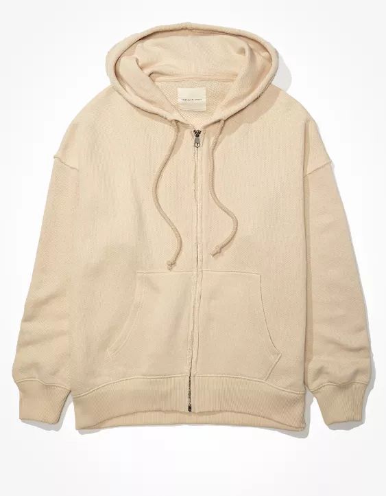 AE Oversized Textured Zip-Up Hoodie | American Eagle Outfitters (US & CA)