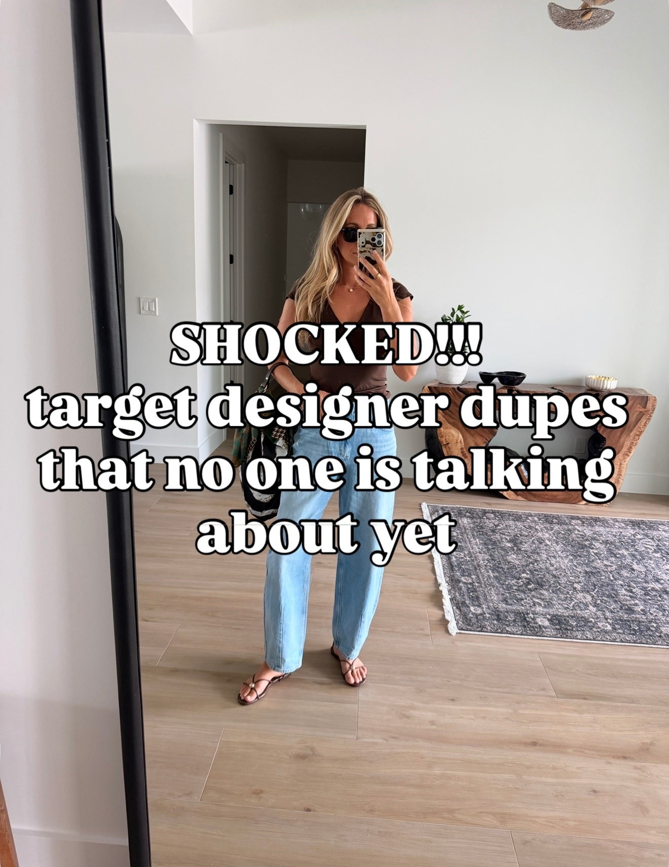 Target new designer dupe finds. I am 5’9” 
Flare jeans 8 long 
Barrel jeans 8 long 
Elastic waist pants medium 
Tops size medium 
Cardigan size large

#LTKgrwm #LTKootd #LTKSaleAlert