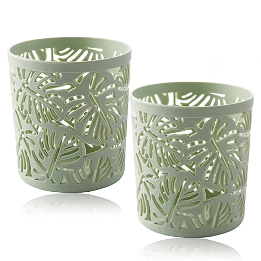 Desktop Office Storage Organizer Creative Round Hollow Leaves Tropical Palm Leaves Design Pen Pencil | Amazon (US)