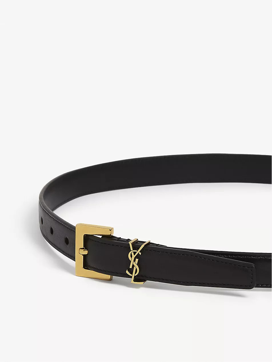 SAINT LAURENT Monogram logo leather belt | Selfridges