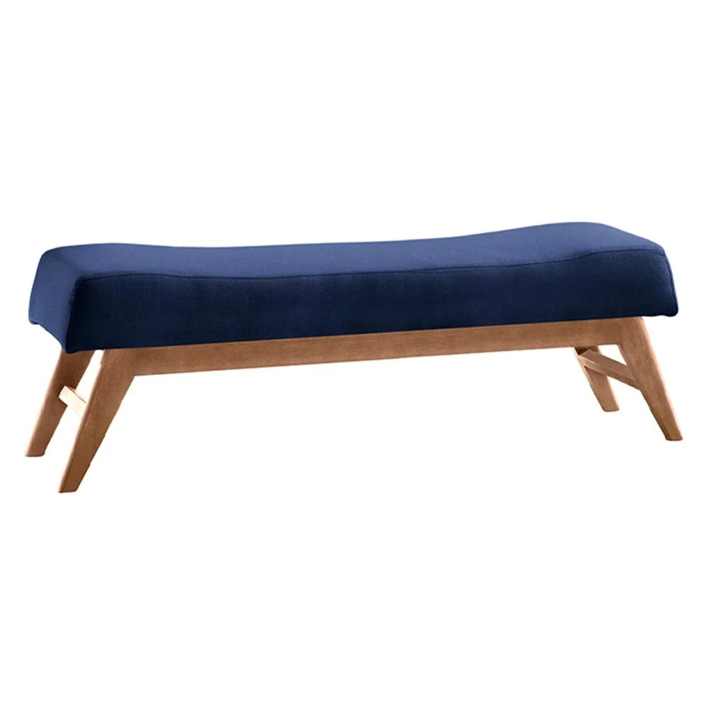Puff Decorativo 100cm Lionel Veludo Pés Madeira Azul/Mel - Gran Belo - Camicado | Camicado (BR)