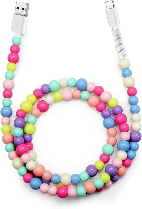 Aolcev USB C Cable 66W Fast USB A to USB C Charging Cord 3.3FT Cute Beaded USB Type C Charger Cor... | Amazon (US)