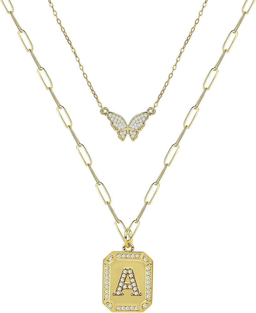 Layered Necklaces for Women, Gold Necklaces for Women, Choker Initial Necklaces for Teen Girls, Lett | Amazon (US)