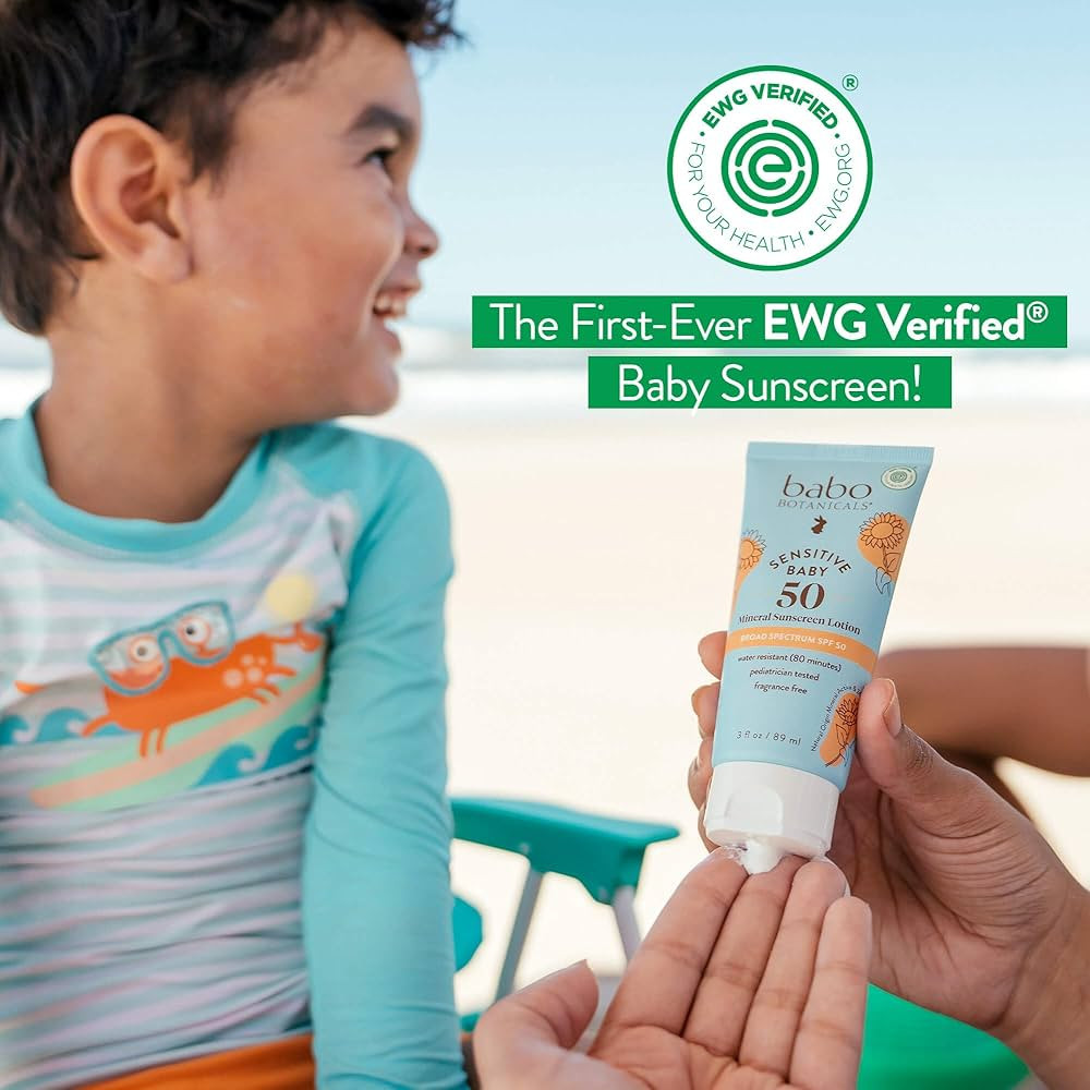 Babo Botanicals Sensitive Baby Mineral Sunscreen Lotion SPF50 - Natural Zinc Oxide - Face & Body ... | Amazon (US)