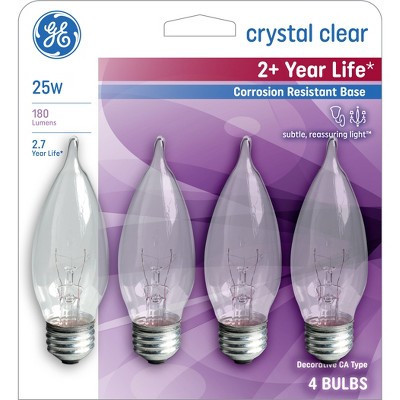 GE 4pk 25W Incandescent CA9 Light Bulbs Soft White | Target