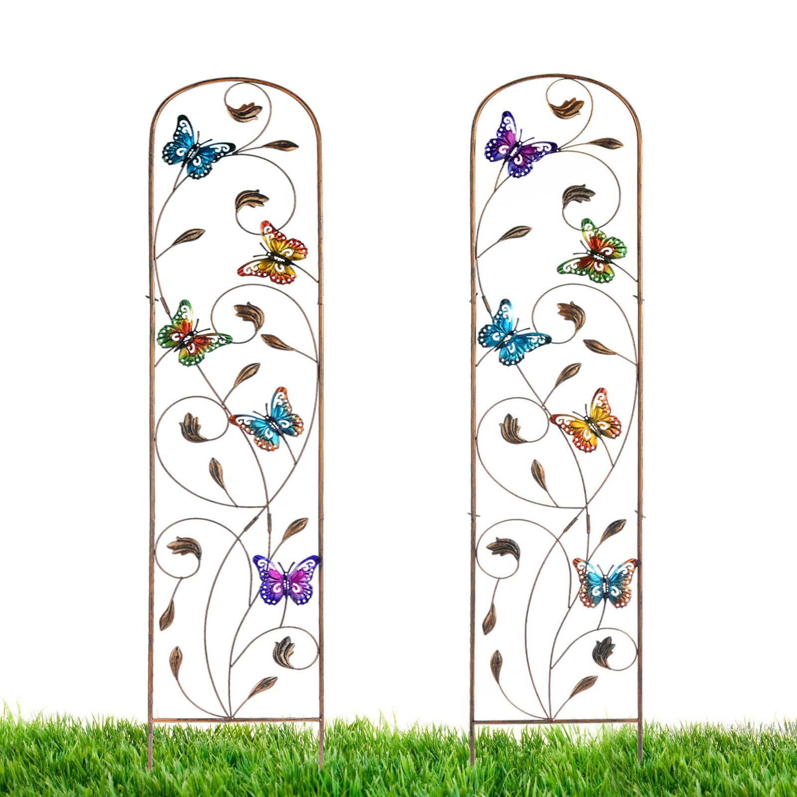 LEWIS&WAYNE 2 Pack Metal Garden Trellis with Colorful Butterfly 60 Inch High Outdoor Decoration A... | Amazon (US)