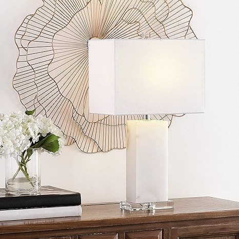 Safavieh Lighting Collection Martin White Marble 24-inch Bedroom Living Room Home Office Desk Nig... | Amazon (US)