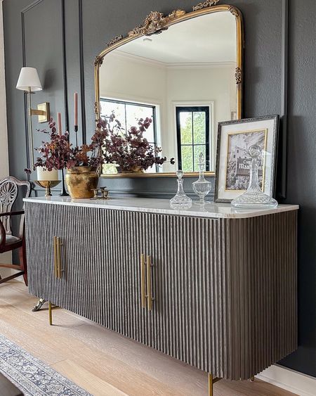 Major sale price on this Finnley buffet in our dining room from Arhaus! I have the Liath Smoke paired with the Amelie mirror in gold!

dining room decor, sideboard, console, fluted, reeded, modern, marble top 

#LTKhome #LTKsalealert #LTKstyletip