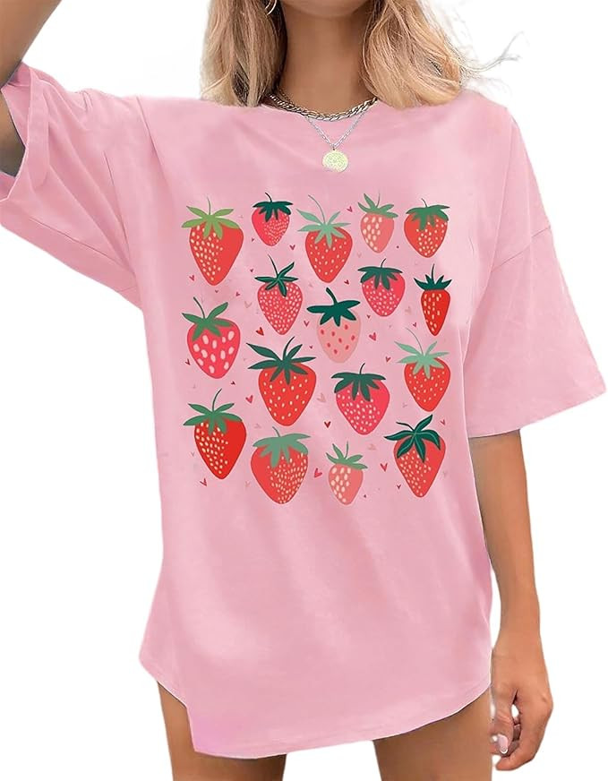 Oversized Shirt for Women 2025 Summer Graphic Tees Loose Fit Beach Vacation Clothes Casual Short ... | Amazon (US)