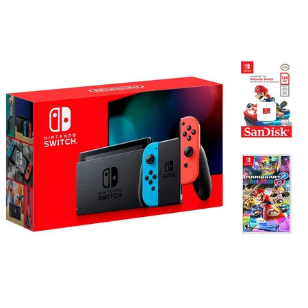 Nintendo Switch™ with Neon Blue & Neon Red Joy-Con with Mariokart Deluxe 8 and 128GB Memory Card | Walmart (US)