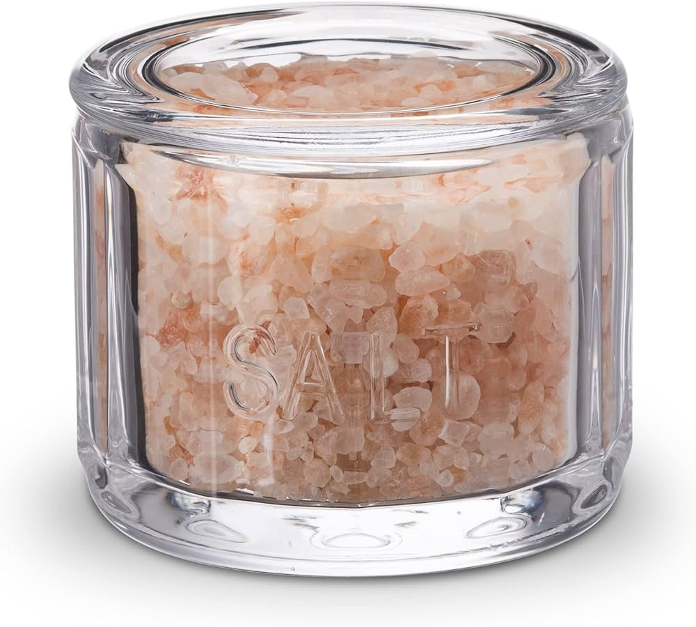 KooK Glass Salt Cellar with Glass Lid, Embossed Pressed Glass, Clear Storage Container, for Coffe... | Amazon (US)