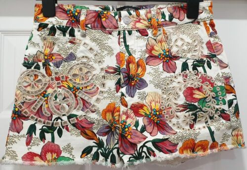 Isabel Marant Multi Color Cotton Printed Floral English Embroidery Short Jeans | eBay UK