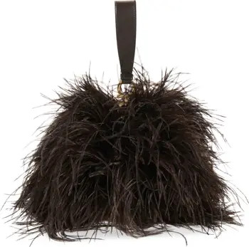 FERRAGAMO Double Gancini Ostrich Feather & Leather Clutch | Nordstrom | Nordstrom