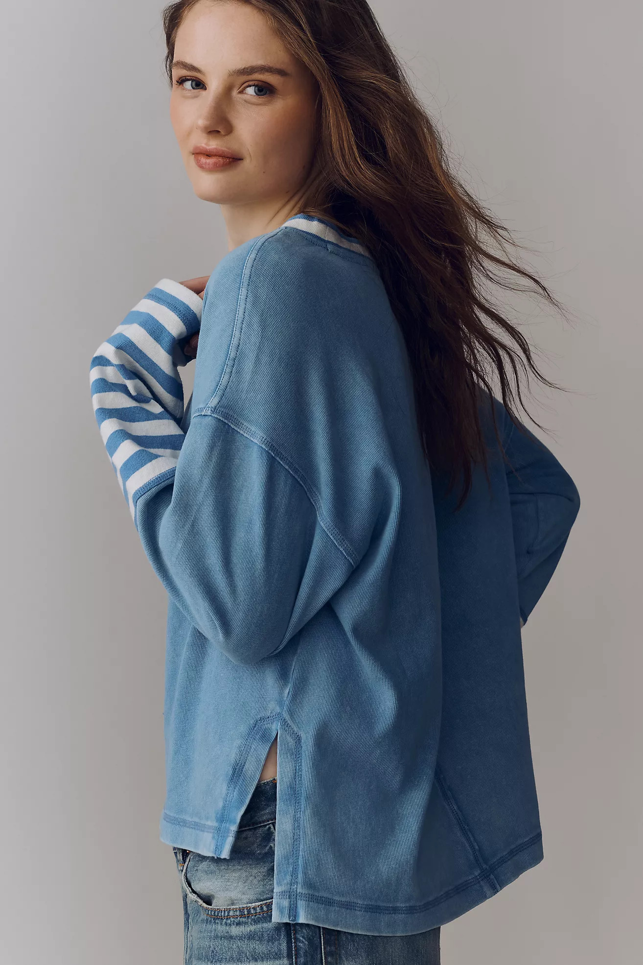 Pilcro Cotton Seamed Long-Sleeve Top | Anthropologie (US)