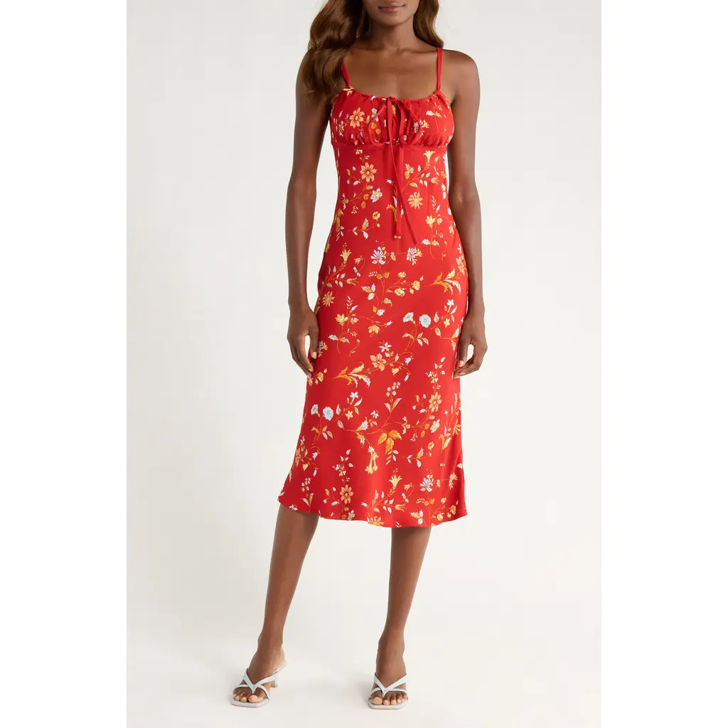 Reformation Camira Floral Empire Waist Slipdress in Borsa at Nordstrom Rack, Size 12 | Nordstrom Rack