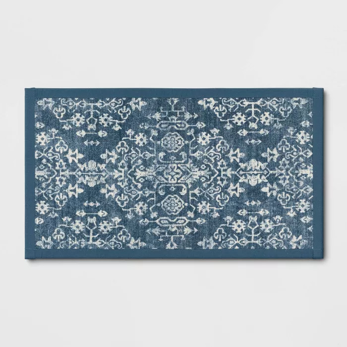 Vintage Print Comfort Rug Blue - Threshold™ | Target