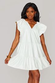 BuddyLove | Ronnie Ruffle Sleeve Short Dress | White | BuddyLove