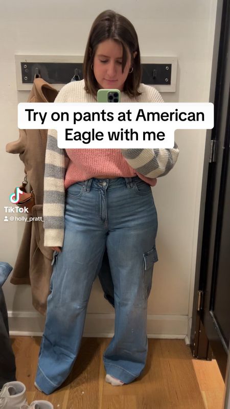 Try on pants at American Eagle with me 
Wide leg jeans 
Cargo pants 


#LTKSeasonal #LTKfindsunder50 #LTKmidsize