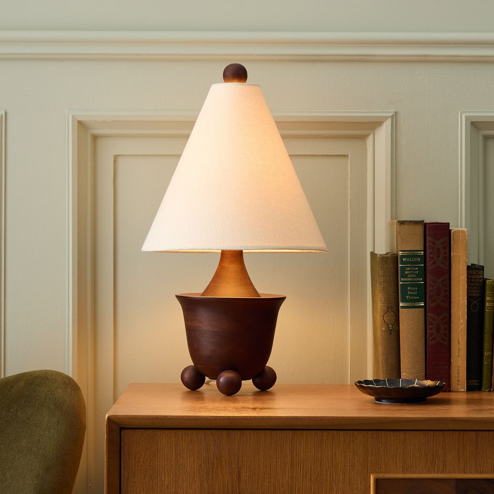Pierce & Ward Ball Foot Wood Table Lamp (18.5") | West Elm (US)