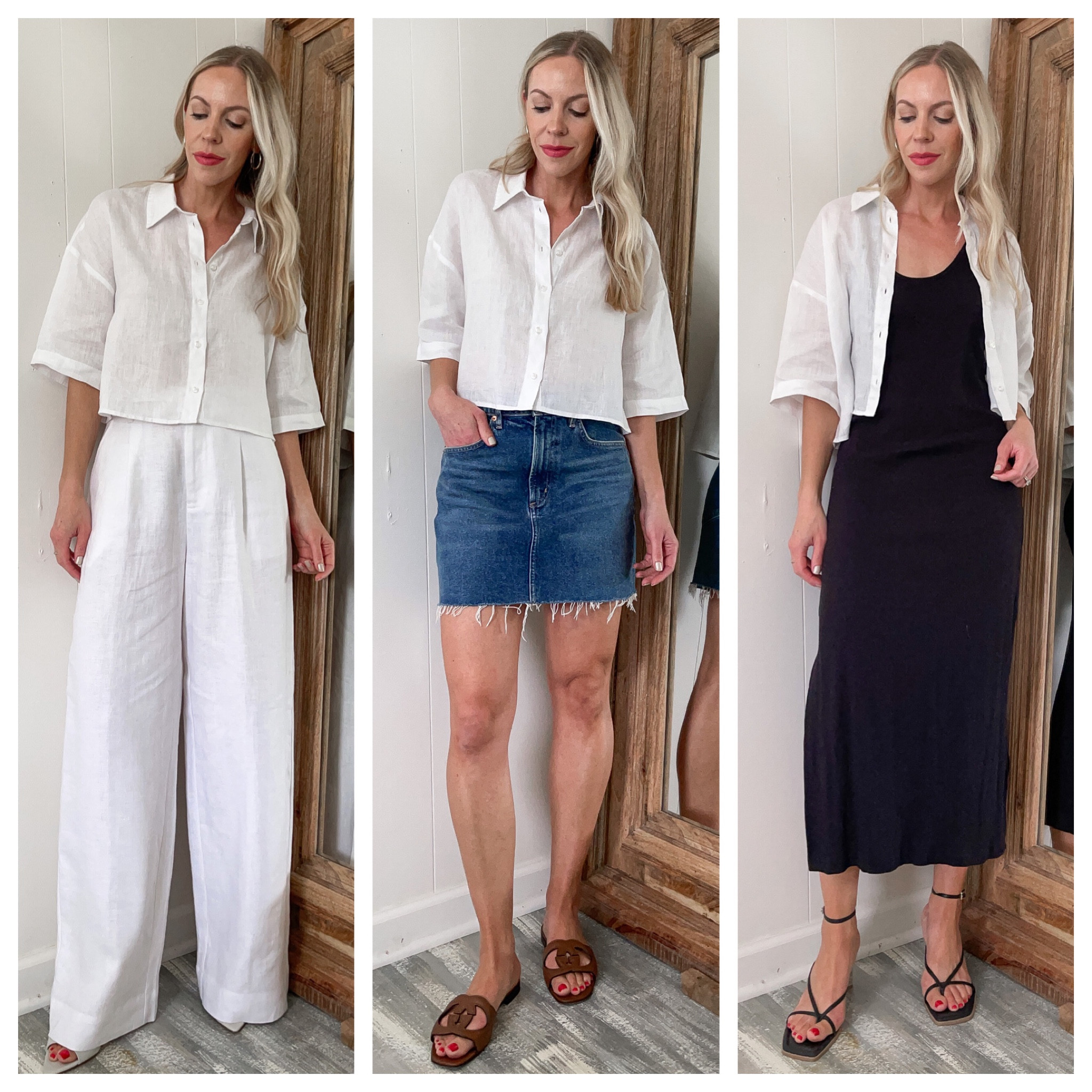 Cropped linen shirt outfit ideas, summer outfits, classic summer style, affordable fashion 

#LTKunder50 #LTKstyletip #LTKunder100