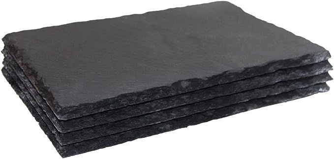 12 x 8" 4 Pack Black Slate Cheese Board Natural Plates for Kitchen Dining Party, MONKEY SUN Place... | Amazon (US)