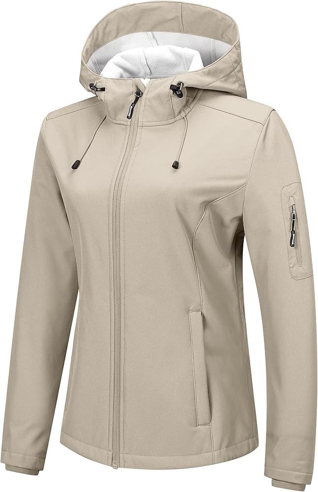 Outdoor Ventures Women's Softshell Jacket with Hood Fleece Lined Warm Lightweight Waterproof Insu... | Amazon (US)