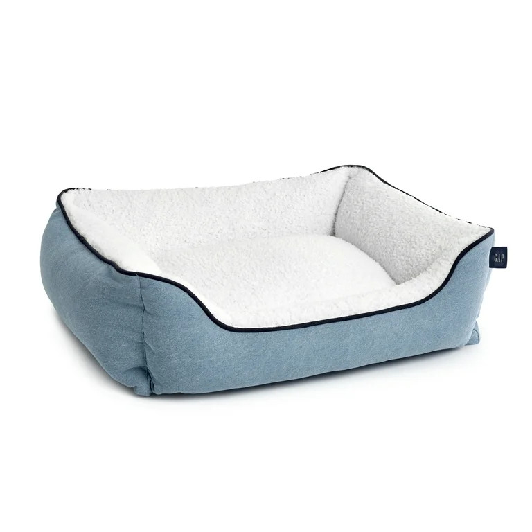 Gap Washed Denim Cuddler Pet Bed, Organic Cotton Cover with Polyester Sherpa inner, Small 20" x 1... | Walmart (US)