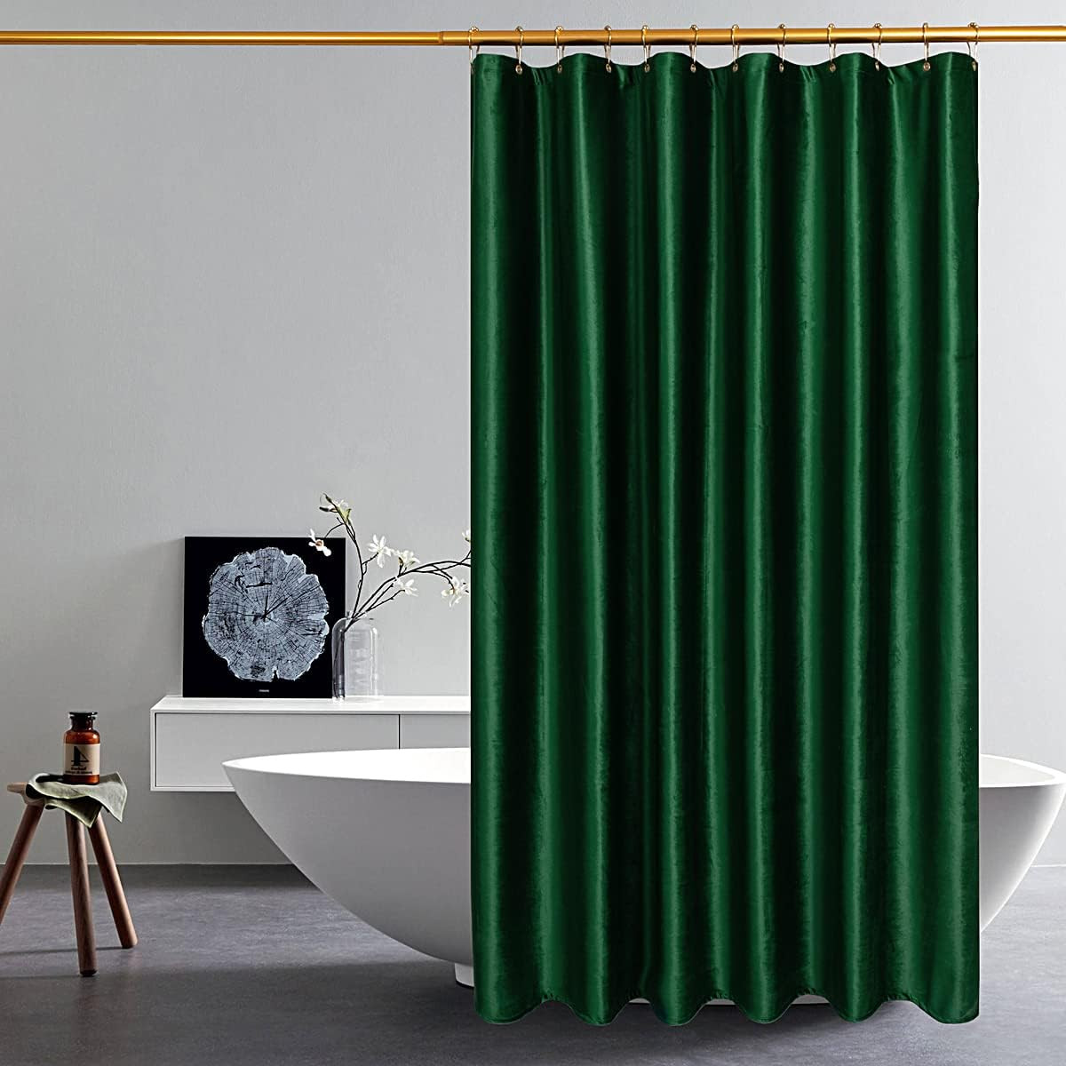 Dark Green Velvet Shower Curtains for Bathroom, Extra Long 84inch Shower Curtains with Hooks Luxu... | Amazon (US)